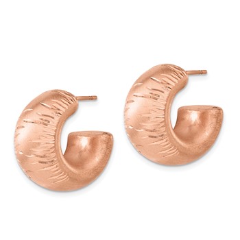 Leslie's Sterling Silver & Rose Gold-plated Satin & D/C Post Hoop Earrings — alternate view