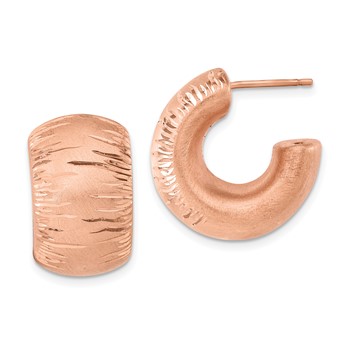 Leslie's Sterling Silver & Rose Gold-plated Satin & D/C Post Hoop Earrings