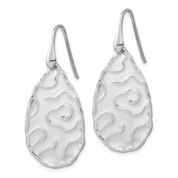Leslie's Sterling Silver Rhodium-plated Satin Finish Dangle Earrings — alternate view