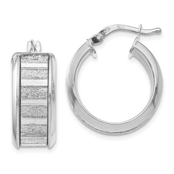 Leslie's Sterling Silver Polished Glimmer Infused Hoop Earrings
