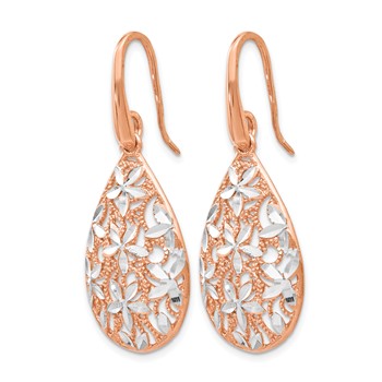 Leslie's Sterling Silver Rose Gold-toned Polished Textured Earrings — alternate view