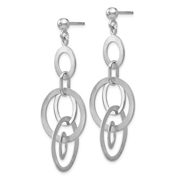 Leslie's Sterling Silver Rhodium-plated Polished and Brushed Dangle Earring — alternate view