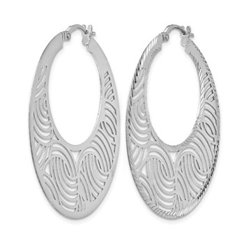 Leslie's Sterling Silver Rhodium-plated Fancy Polished Cut-out Hoop Earring — alternate view