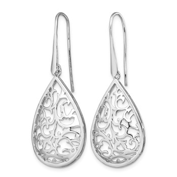 Leslie's Sterling Silver Rhod-pltd Polished Cut-out Teardrop Dangle Earring — alternate view