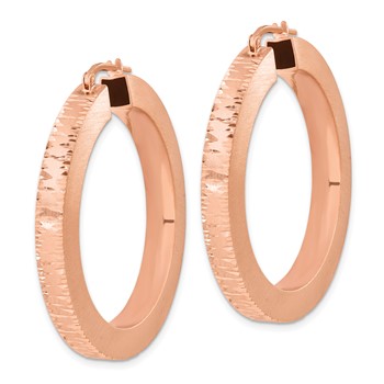 Leslie's Sterling Silver Rose Gold-plated Brushed & D/C Hoop Earrings — alternate view