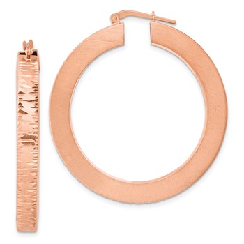 Leslie's Sterling Silver Rose Gold-plated Brushed & D/C Hoop Earrings