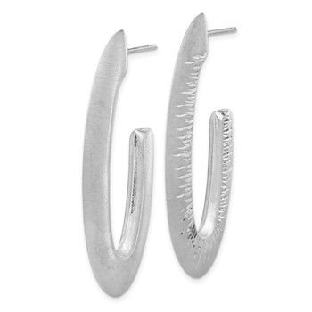 Leslie's Sterling Silver Rhodium-plated D/C Oval Post Hoop Earrings — alternate view