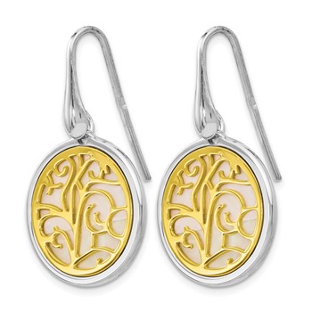 Leslie's Sterling Silver Gold-tone Mother of Pearl Dangle Earrings — alternate view