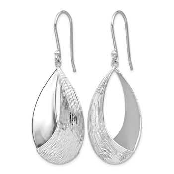 Leslie's Sterling Silver RH-plated Polished and Textured Dangle Earrings — alternate view