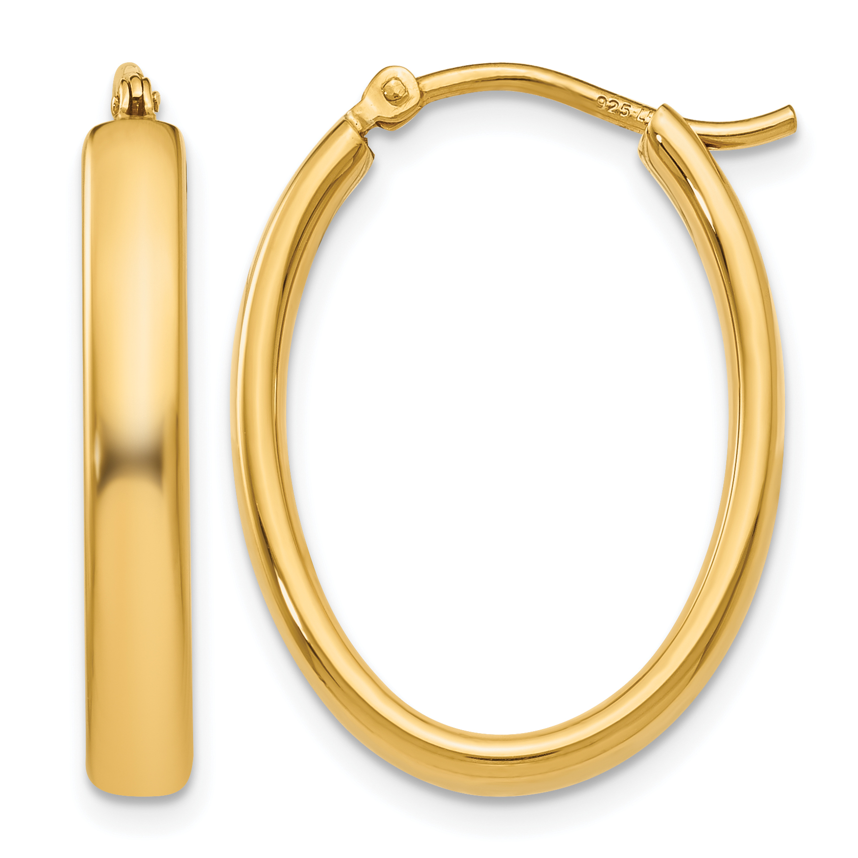 Leslie's Sterling Silver Gold-plated Polished Oval Hoop Earrings