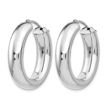 Leslie's Sterling Silver RH-plated Polished Oval Hoop Earrings — alternate view