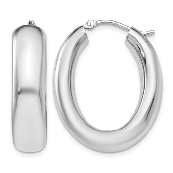 Leslie's Sterling Silver RH-plated Polished Oval Hoop Earrings