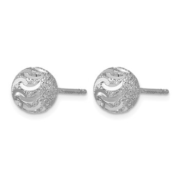 Leslie's Sterling Silver RH-plated Laser-cut Ball Post Earrings — alternate view