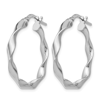 Leslie's Sterling Silver RH-plated Polished Twisted Hoop Earrings — alternate view