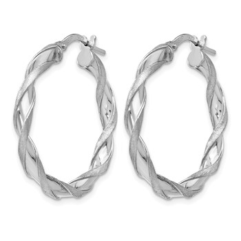 Leslie's SS RH-plated Polished/Scratch-finish Twisted Hoop Earrings — alternate view