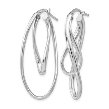 Leslie's Sterling Silver RH-plated Polished Twisted Oval Hoop Earrings — alternate view
