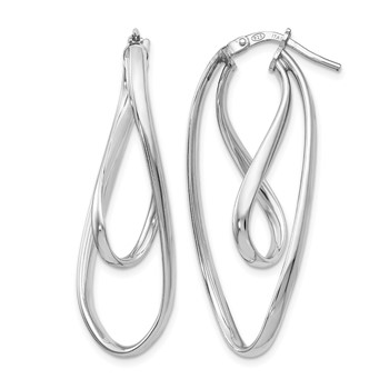Leslie's Sterling Silver RH-plated Polished Twisted Oval Hoop Earrings