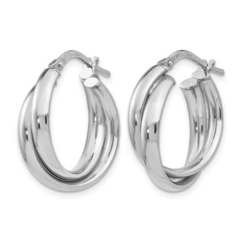 Leslie's Sterling Silver RH-plated Polished Twisted Hoop Earrings — alternate view