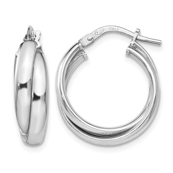 Leslie's Sterling Silver RH-plated Polished Twisted Hoop Earrings