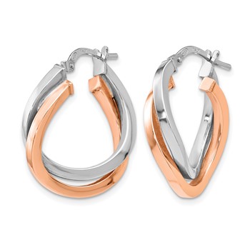 Leslie's Sterling Silver Rose-tone Polished Hoop Earrings — alternate view
