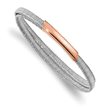 Leslie's Sterling Silver & Rose-tone Mesh Flexible Slip-on Bracelet