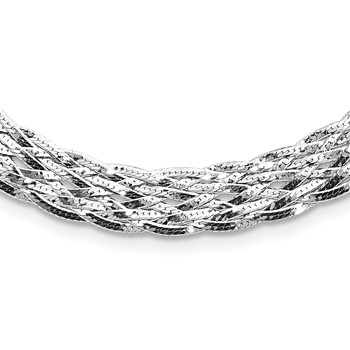 Leslie's Sterling Silver RH-plate Polished w/4 in ext. Choker Necklace