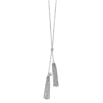 Leslie's Sterling Silver RH-plat Polished Adjustable Tassel Necklace — alternate view