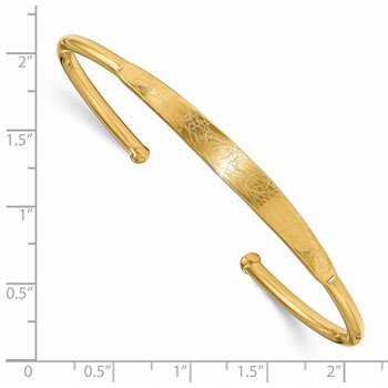 Leslie's Sterling Silver Gold-plated Polished & Scratch Finish Cuff Bangle — alternate view