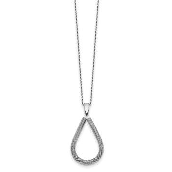 Leslie's Sterling Silver Rhodium-plated Teardrop w/2in ext. Necklace — alternate view