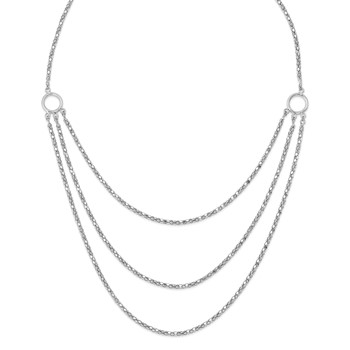 Leslie's Sterling Silver Rhodium w/2 in ext. 3 Layer Fancy Necklace