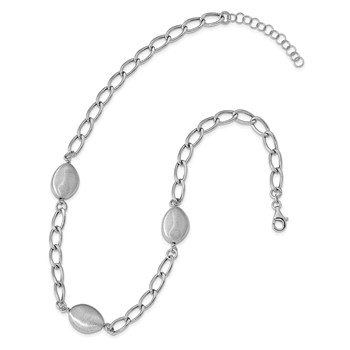Leslie's Sterling Silver Rhodium Brushed & Polished w/2 in ext. Necklace — alternate view