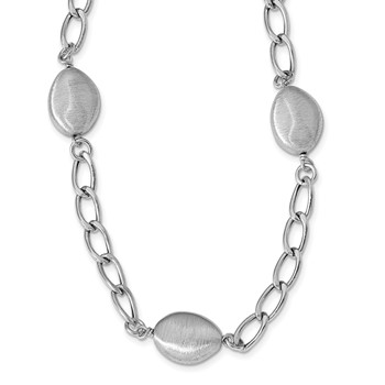 Leslie's Sterling Silver Rhodium Brushed & Polished w/2 in ext. Necklace