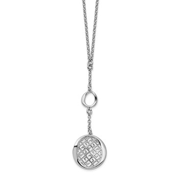 Leslie's Sterling Silver Rhodium-plated Filigree w/1.5in ext. Necklace