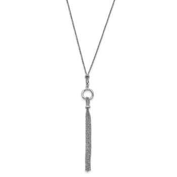 Leslie's Sterling Silver Rhodium-plated Tassel w/1.5in ext. Necklace — alternate view