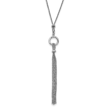 Leslie's Sterling Silver Rhodium-plated Tassel w/1.5in ext. Necklace