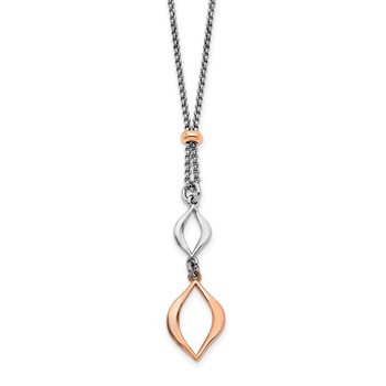 Leslie's Sterling Silver RH-plated & Rose-tone w/1.5in ext. Necklace