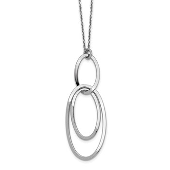 Leslie's Sterling Silver Rhodium-plated Polished w/1.5in ext. Necklace
