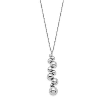 Leslie's Sterling Silver Polished Beaded Dangle w/1.25in ext. Necklace — alternate view