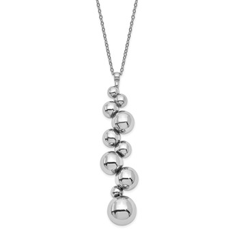 Leslie's Sterling Silver Polished Beaded Dangle w/1.25in ext. Necklace