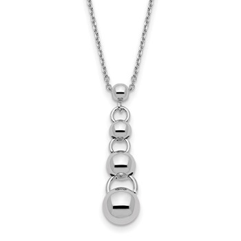 Leslie's Sterling Silver Polished Dangle Balls w/.75 in ext. Necklace