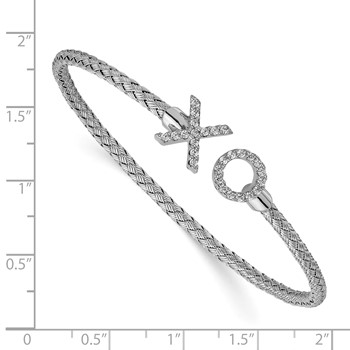 Leslie's Sterling Silver Rhod-plat Polished CZ X & O Woven Flexible Cuff — alternate view
