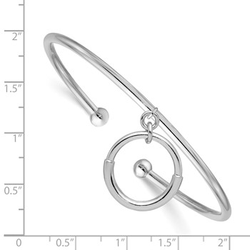 Leslie's Sterling Silver Rhod-plat Polished with Charm Cuff Bangle — alternate view