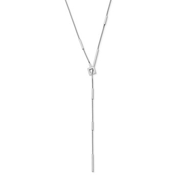 Leslie's Sterling Silver RH-plat Polished Bar Adjustable Necklace — alternate view
