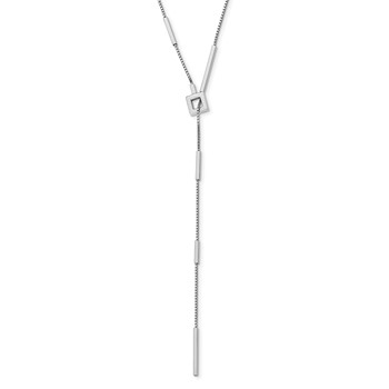 Leslie's Sterling Silver RH-plat Polished Bar Adjustable Necklace