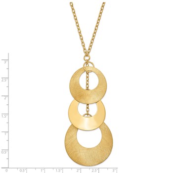 Leslie's Sterling Silver & 14k Gold-plated Brushed/Polished Circle Necklace — alternate view