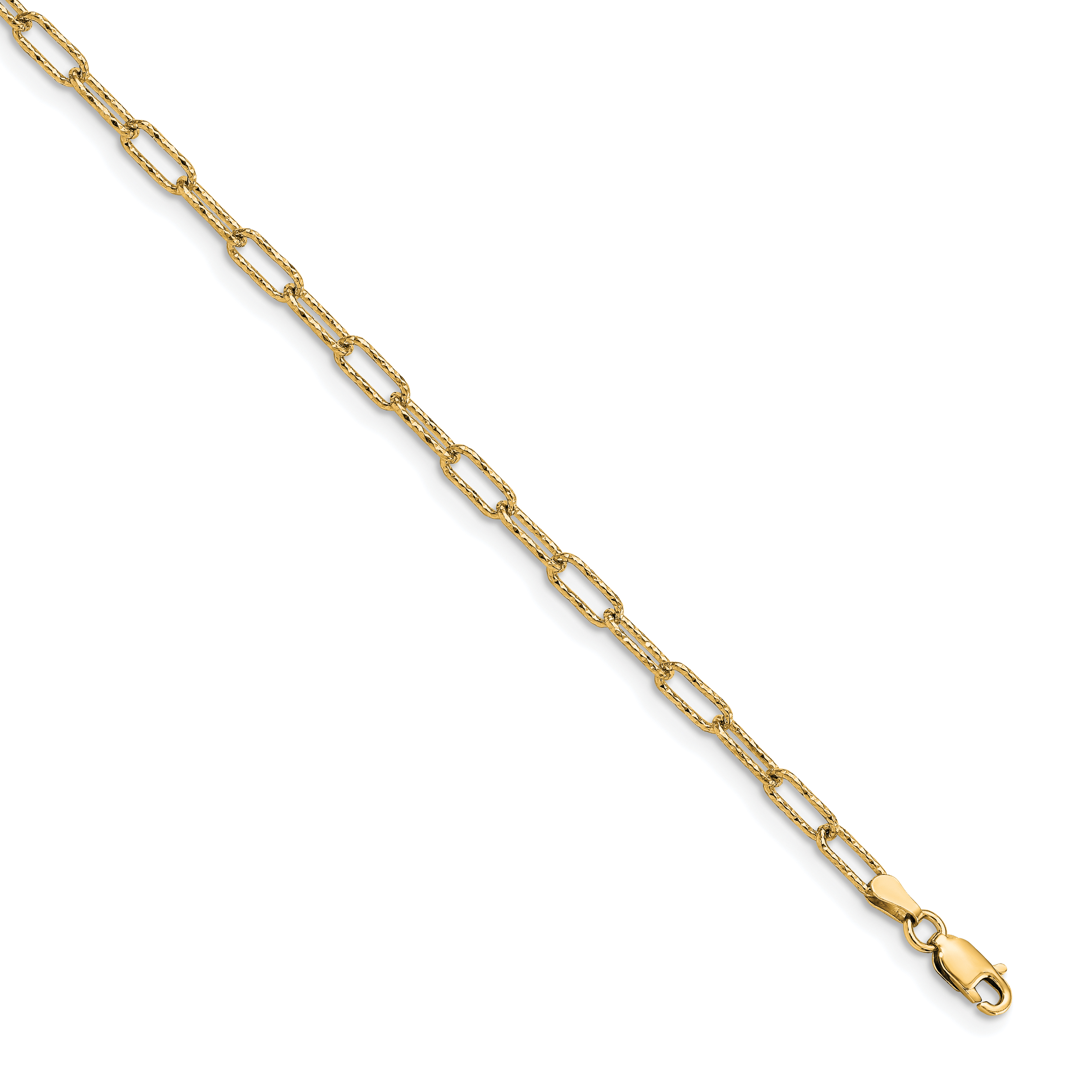 Leslie's Sterling Silver Gold-plated Polished Textured Link Anklet