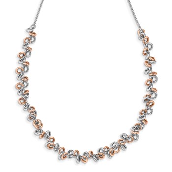 Leslie's Sterling Silver Rose-plated and White Necklace