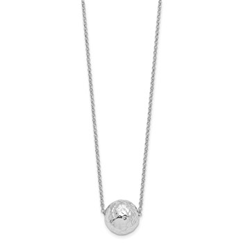 Leslie's Sterling Silver RH-plat Polish/Hammered w/2in ext. Necklace — alternate view