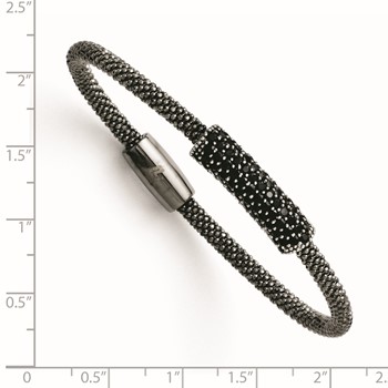 Leslie's SS & Ruthenium Plated Black CZ w/ Magnetic Clasp Bracelet — alternate view