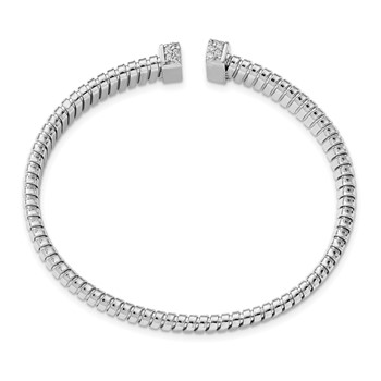 Leslie's Sterling Silver Rhodium-plated CZ Polished Bangle — alternate view
